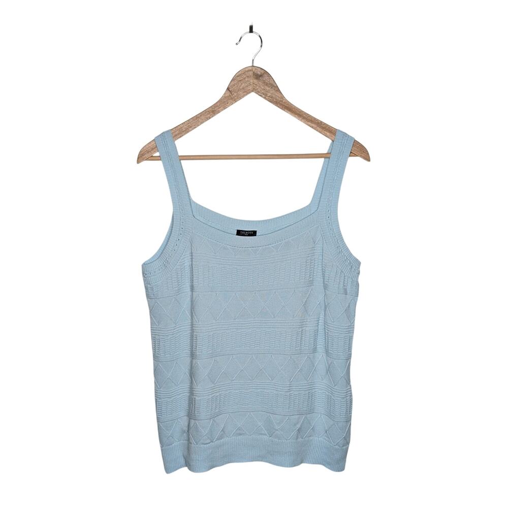 Talbots Sleeveless Sweater Shell Womens 1X Ice Blue Quiet Luxury Classic Prep